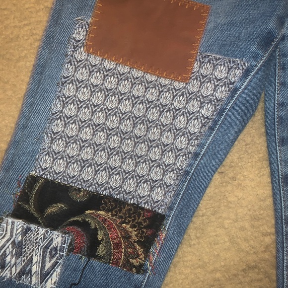 Free People Poppy Patch Straight Leg Jeans $148 Size 30x27 - Picture 7 of 13